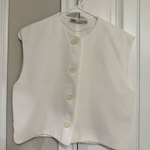 Zara Cream Buttoned Vest